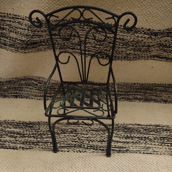 Vintage Metal Doll Chair Furniture Wrought Iron - Picture 1 of 3